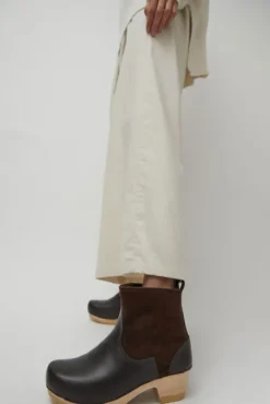 5" Pull on Shearling Clog Boot on Mid Heel in Umber^No.6 Store Hot