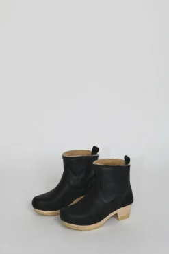5" Pull On Shearling Clog Boot on Mid Heel in Ink Aviator^No.6 Store Fashion