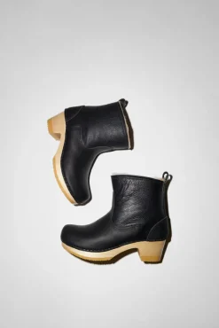 5" Pull On Shearling Clog Boot on Mid Heel in Ink Aviator^No.6 Store Fashion