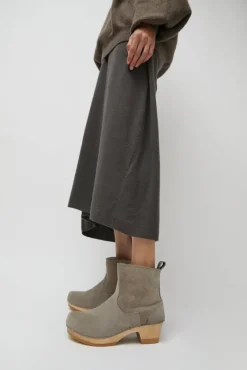 5" Pull on Shearling Clog Boot on Mid Heel in Mist^No.6 Store Hot