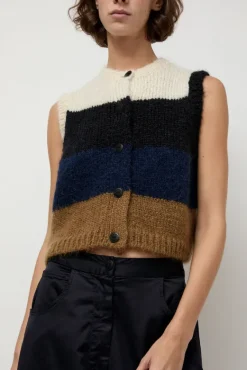 Alpaca Mohair Waistcoat in Stripe^No.6 Store New