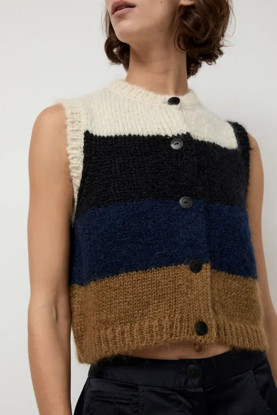 Alpaca Mohair Waistcoat in Stripe^No.6 Store New