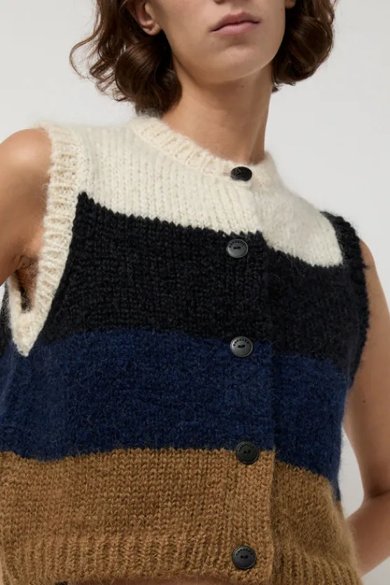 Alpaca Mohair Waistcoat in Stripe^No.6 Store New