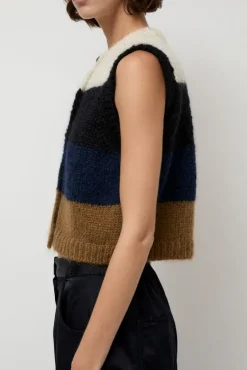 Alpaca Mohair Waistcoat in Stripe^No.6 Store New