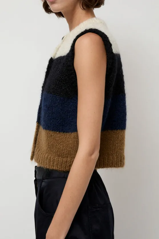 Alpaca Mohair Waistcoat in Stripe^No.6 Store New