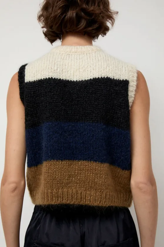 Alpaca Mohair Waistcoat in Stripe^No.6 Store New