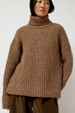 Alpaca Rib Turtleneck in Brown^No.6 Store Clearance