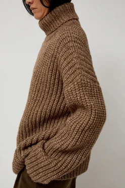 Alpaca Rib Turtleneck in Brown^No.6 Store Clearance