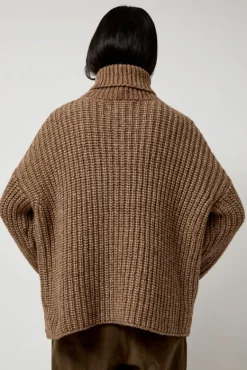 Alpaca Rib Turtleneck in Brown^No.6 Store Clearance