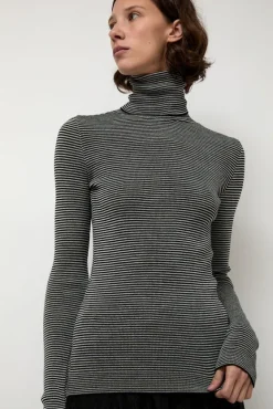 Alpha Rollneck in Espresso Fine Stripes^No.6 Store Fashion