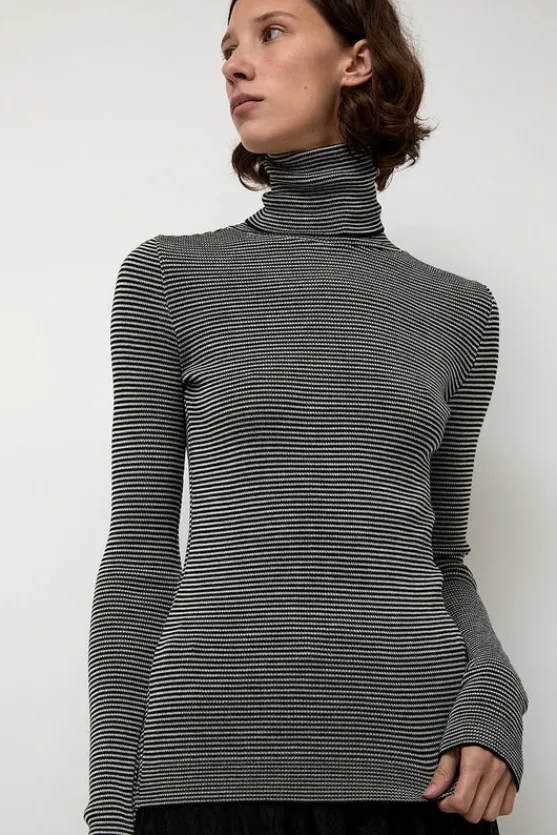 Alpha Rollneck in Espresso Fine Stripes^No.6 Store Fashion