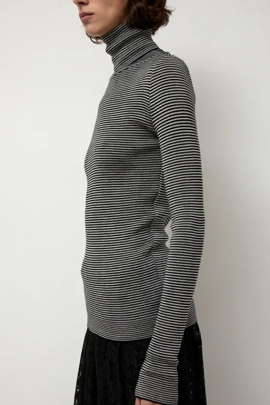 Alpha Rollneck in Espresso Fine Stripes^No.6 Store Fashion