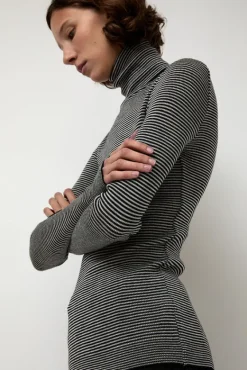 Alpha Rollneck in Espresso Fine Stripes^No.6 Store Fashion