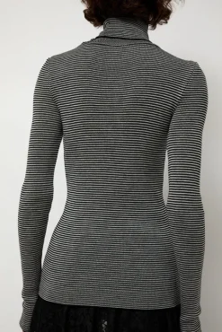 Alpha Rollneck in Espresso Fine Stripes^No.6 Store Fashion