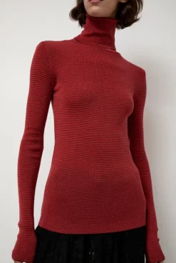Alpha Rollneck in Paradise Red Fine Stripes^No.6 Store Online