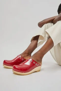 Bella Clog on Mid Wedge in Red Patent with Eyelets^No.6 Store Best