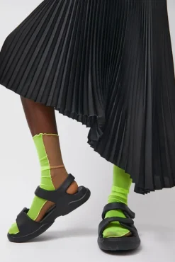 Bicolor Mesh Ankle Socks in Yellow Fluo and Nude^No.6 Store Clearance