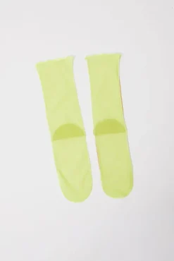 Bicolor Mesh Ankle Socks in Yellow Fluo and Nude^No.6 Store Clearance