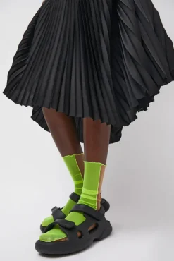 Bicolor Mesh Ankle Socks in Yellow Fluo and Nude^No.6 Store Clearance