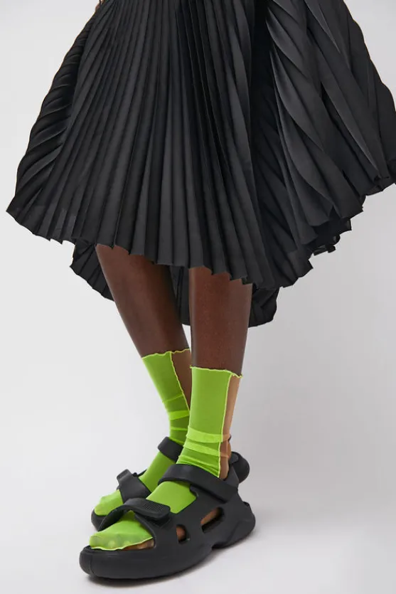Bicolor Mesh Ankle Socks in Yellow Fluo and Nude^No.6 Store Clearance
