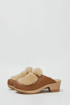 Billie Fur Clog on Mid Heel in Palomino^No.6 Store Best
