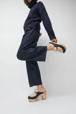 Billie Fur Clog on Platform in Indigo and Bone^No.6 Store Best