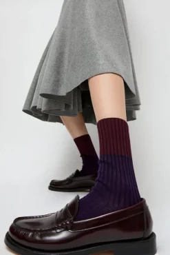 Bitone Cotton Socks in Dark Violet^No.6 Store New