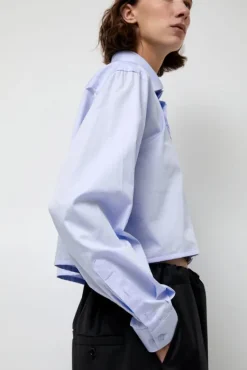 Blue Poplin Crop Shirt in Light Blue^No.6 Store Sale