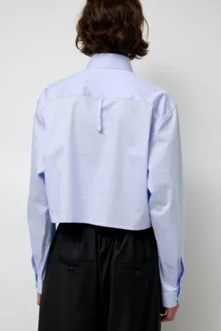 Blue Poplin Crop Shirt in Light Blue^No.6 Store Sale