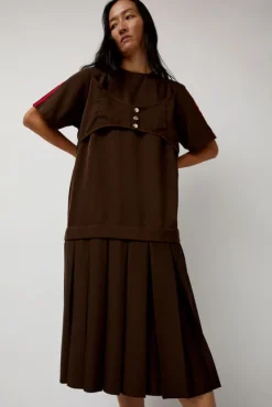 Box Pleat Dress in Mud^No.6 Store Sale