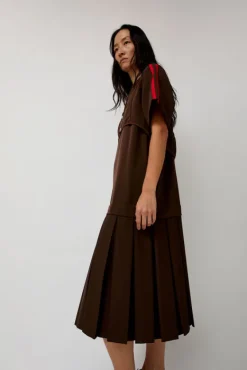 Box Pleat Dress in Mud^No.6 Store Sale