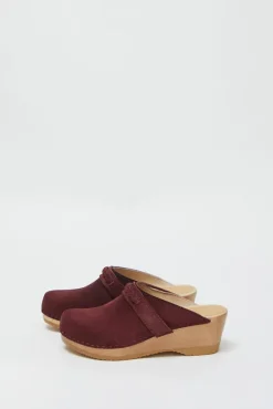 Bridget Clog on Mid Wedge in Burgundy Suede^No.6 Store Discount