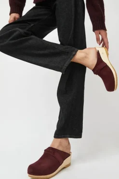 Bridget Clog on Mid Wedge in Burgundy Suede^No.6 Store Discount