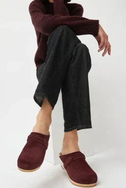 Bridget Clog on Mid Wedge in Burgundy Suede^No.6 Store Discount