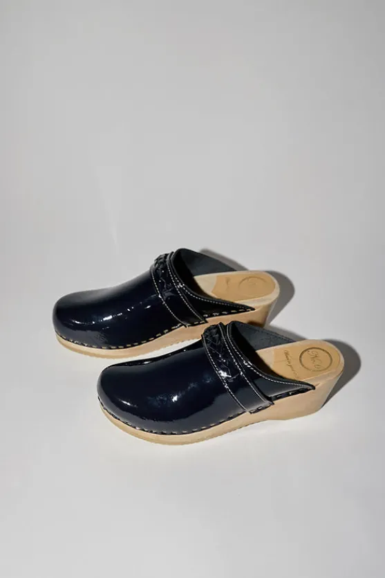 Bridget Clog on Mid Wedge in Navy Patent^No.6 Store Clearance