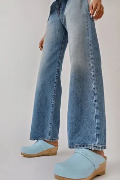 Bridget Clog on Mid Wedge in Light Blue^No.6 Store Fashion