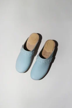 Bridget Clog on Mid Wedge in Light Blue^No.6 Store Fashion