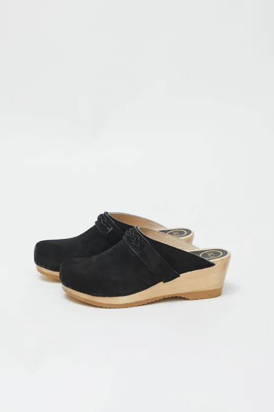 Bridget Clog on Mid Wedge in Black Suede^No.6 Store Best