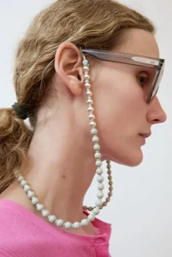Brillenkette Silver Glasses Chain in Light Grey with Sage Thread^No.6 Store Clearance