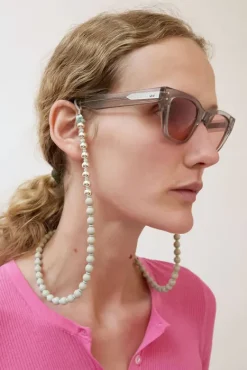 Brillenkette Silver Glasses Chain in Light Grey with Sage Thread^No.6 Store Clearance