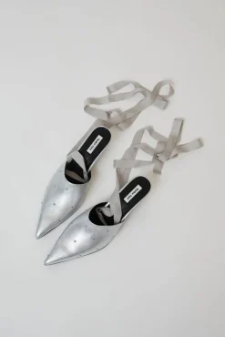 Byul Ribbon Mules in Silver^No.6 Store Fashion