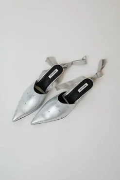 Byul Ribbon Mules in Silver^No.6 Store Fashion