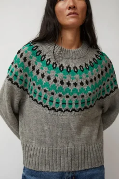 Cardiff Sweater in Grey and Green^No.6 Store Outlet