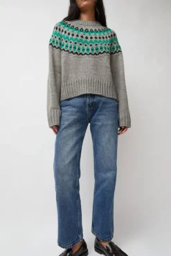 Cardiff Sweater in Grey and Green^No.6 Store Outlet