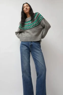 Cardiff Sweater in Grey and Green^No.6 Store Outlet