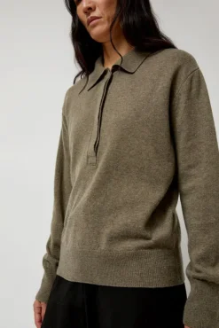 Cashmere Blend Polo Sweater in Greige^No.6 Store Best