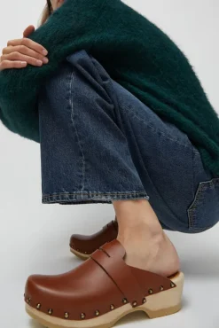 Charlotte Studded Clog on Low Base in British Tan^No.6 Store Discount
