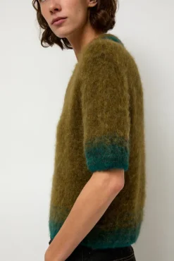 Compact Knit Polo in Olive and Green^No.6 Store Fashion