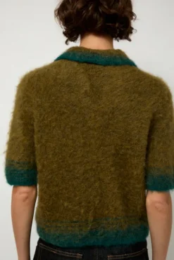 Compact Knit Polo in Olive and Green^No.6 Store Fashion