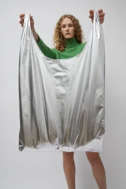 Cotton and Silk Hobo Bag in Silver^No.6 Store Sale
